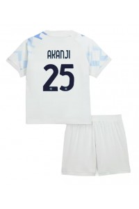 Inter Milan Manuel Akanji #25 Jalkapallovaatteet Lasten Vieraspeliasu 2025-26 Lyhythihainen (+ Lyhyet housut)